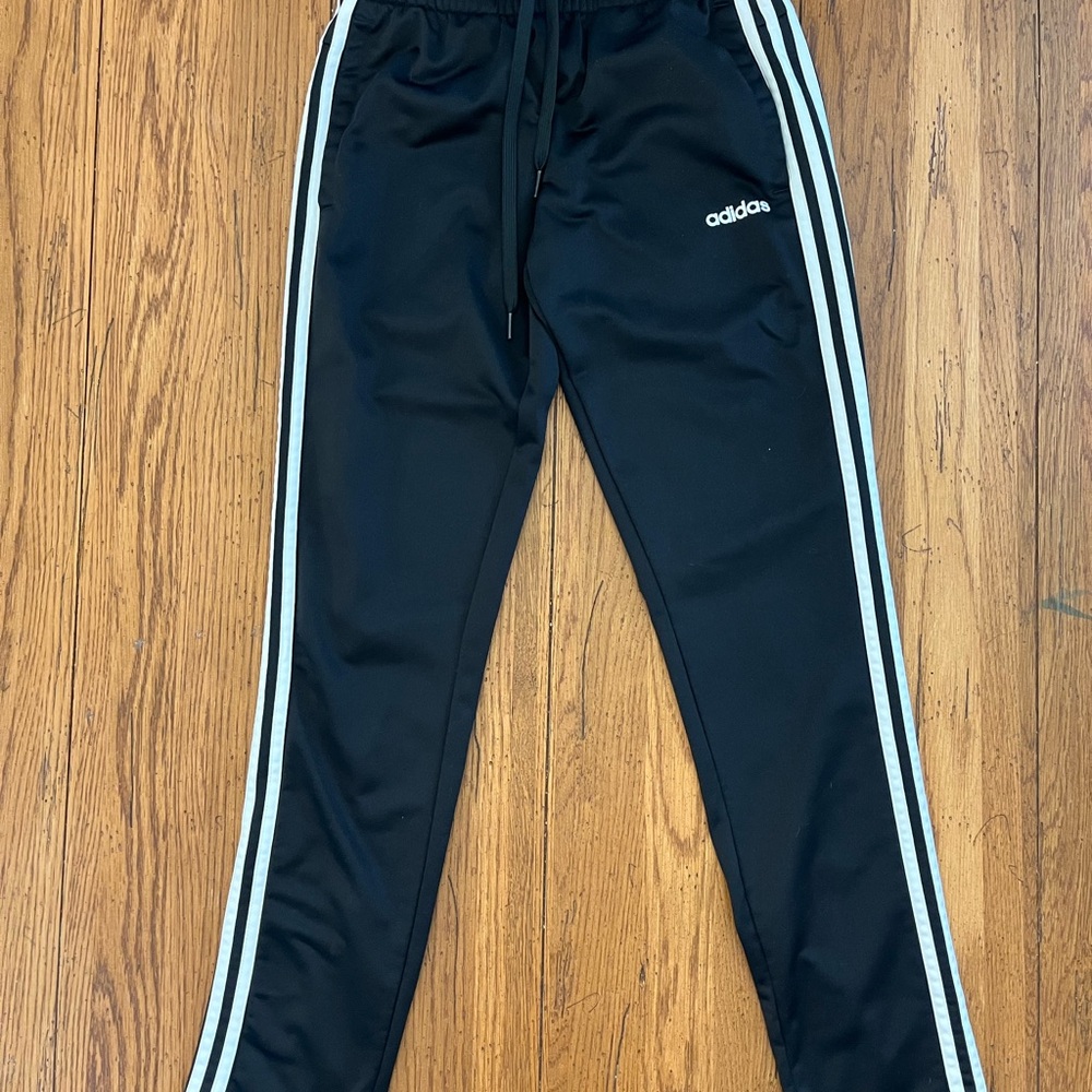 Adidas Black Joggers with White Stripes women’s XS
